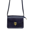 Sac à bandoulière rigide box fermoir pivotant CUIR VERITABLE 0922547 bleu marine