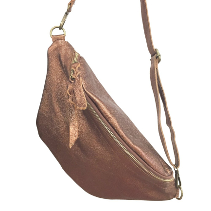 Sac banane cuir véritable irisé 0923002 marron