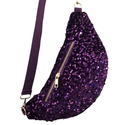 Sac banane sequins poche arrière extérieure zippée 0923515 violet