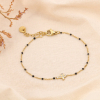 Bracelet acier inoxydable strass croix résine époxy pour femme 0224517 noir