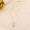 Collier minimaliste acier inoxydable pendentif fleur strass 0124519 doré
