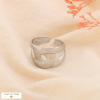 Bague ouverte sculpturale courbes entrelacées acier inoxydable 0424527 argenté