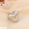 Bague large gros coeur bombé acier inoxydable 0424520 argenté