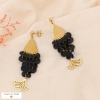 Boucles pendantes acier inoxydable poisson sequin paillette 0324548 noir