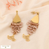 Boucles pendantes acier inoxydable poisson sequin paillette 0324548 naturel/beige