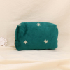 Pochette trousse maquillage velours étoile fleur brodé 0924522 vert