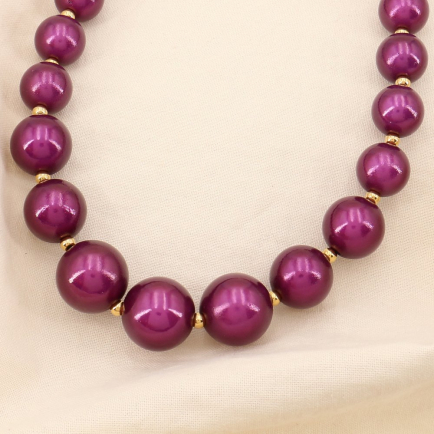 Collier bille acrylique colorée acier inoxydable 0124575 mauve