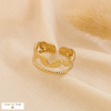 Bague ouverte double-anneaux acier inoxydable 0424525 bronze