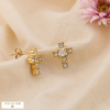 Boucles d'oreilles croix acier inoxydable strass 0324579 doré