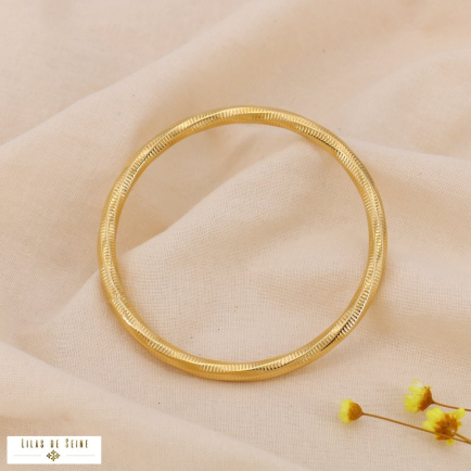 Bracelet jonc acier inoxydable torsadé texture fine 0224548 doré