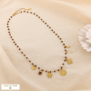 Collier acier inoxydable cristal breloques trèfle coeur 0124597 bronze