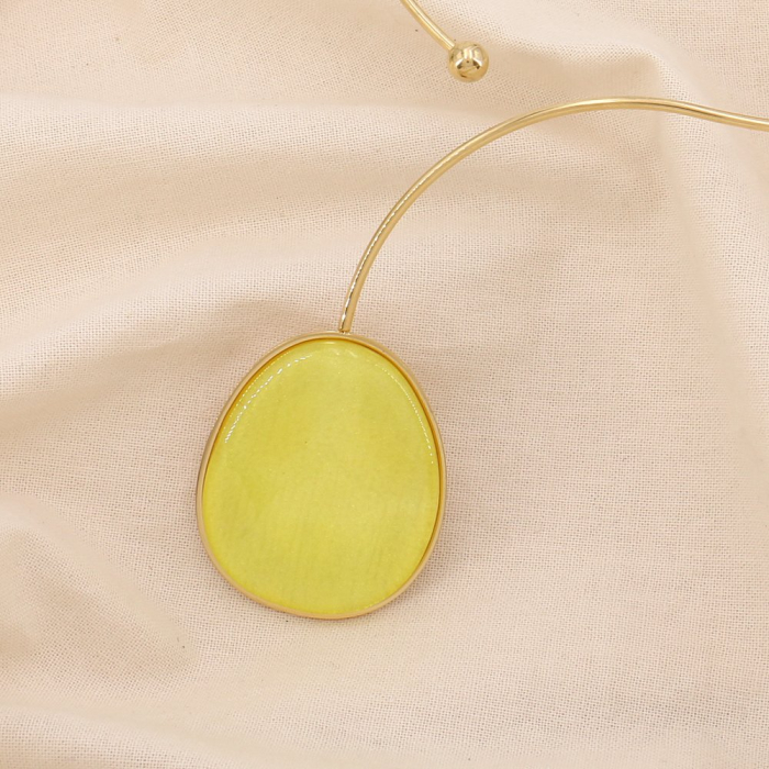 Collier Torque Acier Inoxydable Pendentif Résine Colorée 0125002 jaune