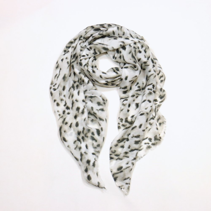 Foulard Mousseline Léger Coton Viscose Motif Léopard 0725014 gris foncé