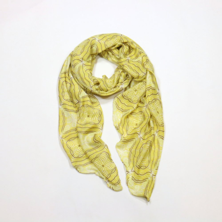 Foulard Mousseline Coton Viscose Motif Contemporain 0725010 jaune