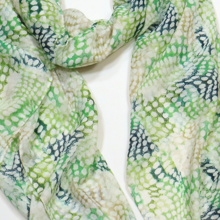 Foulard Mousseline Coton Viscose Motif Géométrique 0725006 vert