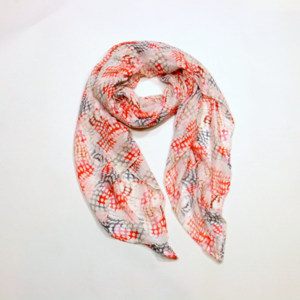 Foulard Mousseline Coton Viscose Motif Géométrique 0725006 rouge