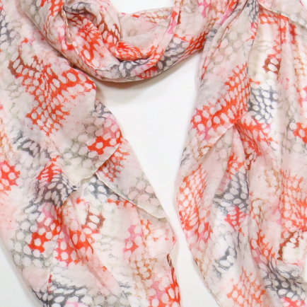 Foulard Mousseline Coton Viscose Motif Géométrique 0725006 rouge