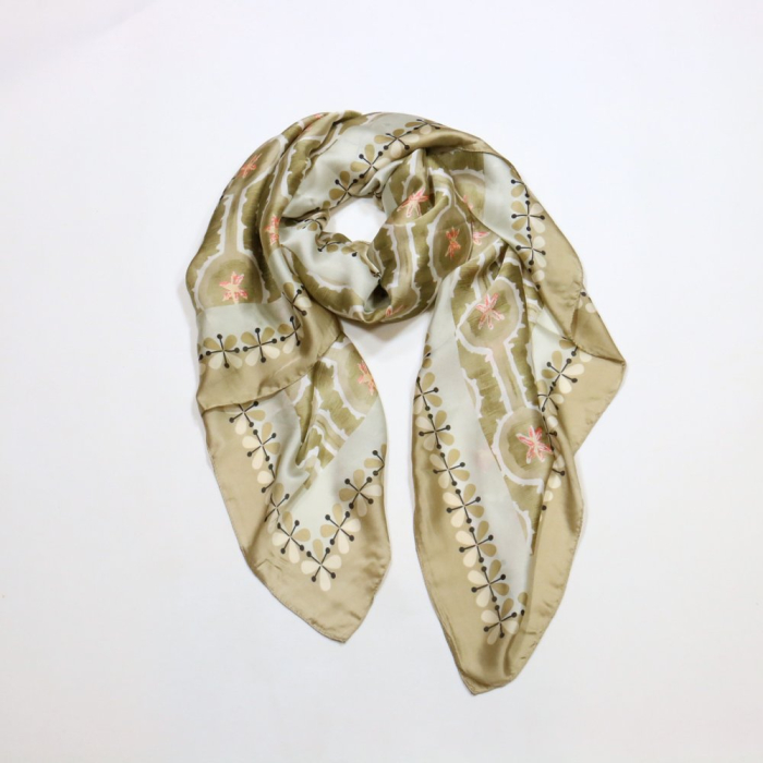 Foulard Soie Viscose Vague Etoile 0725001 naturel/beige