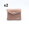Porte-monnaie X2 simili-cuir grainé Flora&Co 2 compartiments 0925004 marron