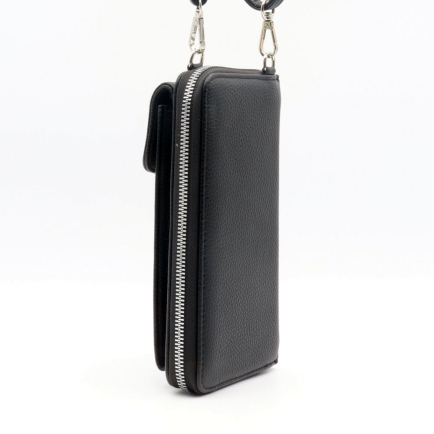 Portefeuille zippé Flora&Co simili-cuir avec poche extérieure pour teléphone/smartphone 0922042 noir