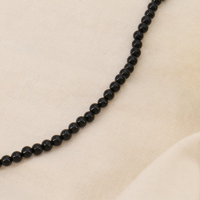 Collier billes pierre acier inoxydable 0124605 noir