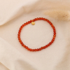 Bracelet élastique billes pierre 4mm acier inoxydable femme 0224593 rouge