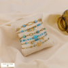 Ensemble 6 bracelets acier pierre strass trèfle feuille 0225134 bleu
