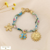 Bracelet acier inoxydable tissu liberty bohème breloques noué 0225038 bleu