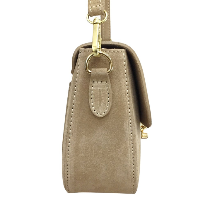 Sac Bandoulière rigide box fermoir pivotant Cuir Façon Daim 0925005 naturel/beige