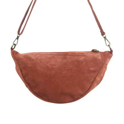 Sac Banane en Cuir Véritable Façon Daim 0925006 orange foncé