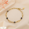 Bracelet Chaîne Anneaux Acier Rondelles Pierre 0225121 noir