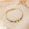 Bracelet Chaîne Pampilles Acier Billes Pierre 0225122 vert