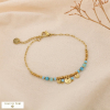 Bracelet Chaîne Pampilles Acier Billes Pierre 0225122 bleu