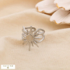 Bague Ouverte Double-Anneaux Soleil Acier 25mm 0425003 argenté