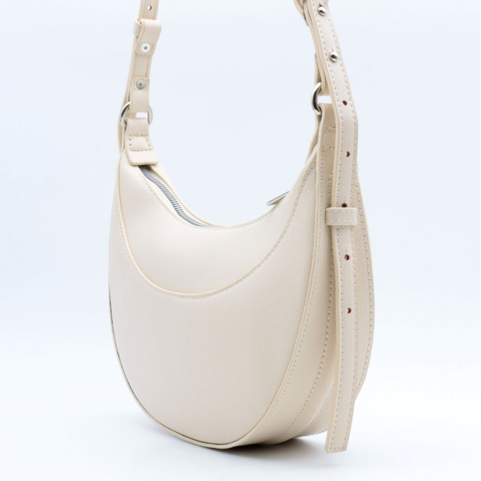 Sac porté épaule Flora&Co simili-cuir demi-lune 0925013 écru