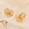 Boucles d'oreilles créoles acier inox fleur résine colorée 0325067 doré
