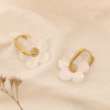 Boucles d'oreilles créoles acier inox fleur résine colorée 0325067 blanc
