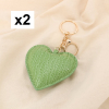 2 Bijoux de sac porte-clés cœur effet cuir croco 0825020 vert