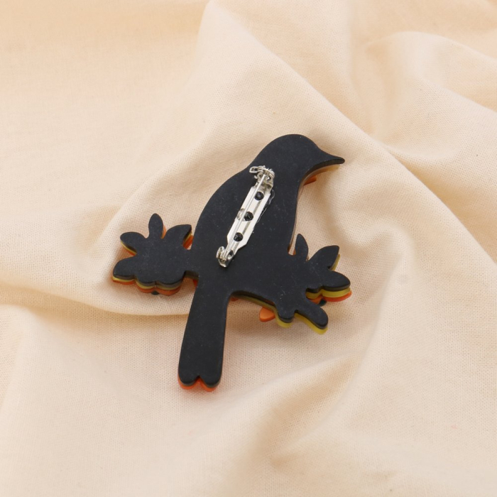 Broche Oiseau Résine Epingle Métal naturel/beige