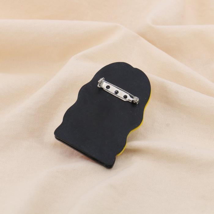 Broche Femme Blonde Lunettes Rondes Résine Métal 0525024 jaune