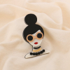 Broche Femme Élégante Lunettes Rondes Résine Métal 0525030 noir/blanc