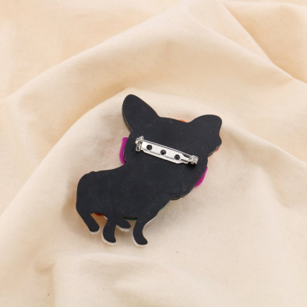 Broche Chien Stylisé Résine Métal 0525032 vert