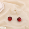 Boucles d'oreilles cerises traversantes acier résine 0325140 rouge bordeaux
