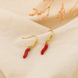Boucles D'oreilles Percées Vintage En Or Et émail Rouge - Modèle 5785 - Occasion Parfait état