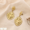 Boucles d’Oreilles Coeur Sacré Ex-Voto Acier Inox. 0325082 doré