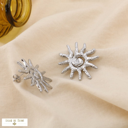 Boucles d’Oreilles Soleil Acier Inoxydable 0325090 argenté
