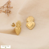 Puces d’Oreilles Coeur Sacré Ex-Voto Acier Inox. 0325141 doré