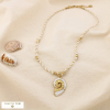 Collier Acier Email Cordon Métallisé Escargot 0125109