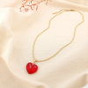 Collier acier inoxydable verre cœur rouge 0125153 rouge