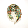 Étole Soie Viscose Feuille Exotique Multicolore 0725022 vert kaki